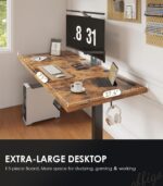 OffiGo 71 Inch Executive Electric Standing Desk, Height Adjustable Desk with Power Outlet & 1.38" Thick 3-Piece Desktop, Sit Stand Computer Desk for Home, Office, Conference Room, Rustic Brown - Image 10