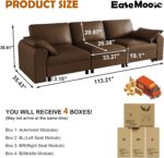 EASE MOOSE Oversized Modular Sectional Sofa, Waterproof & Scratch-Resistant Faux Leather Sofa with Deep Seat, Comfy Loveseat Sofa for Living Room and Small Place, Dark Brown - Image 3