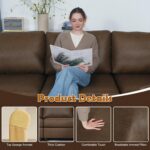 EASE MOOSE Oversized Modular Sectional Sofa, Waterproof & Scratch-Resistant Faux Leather Sofa with Deep Seat, Comfy Loveseat Sofa for Living Room and Small Place, Dark Brown - Image 4