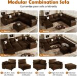EASE MOOSE Oversized Modular Sectional Sofa, Waterproof & Scratch-Resistant Faux Leather Sofa with Deep Seat, Comfy Loveseat Sofa for Living Room and Small Place, Dark Brown - Image 7