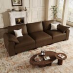 EASE MOOSE Oversized Modular Sectional Sofa, Waterproof & Scratch-Resistant Faux Leather Sofa with Deep Seat, Comfy Loveseat Sofa for Living Room and Small Place, Dark Brown - Image 9