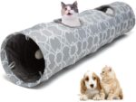 Geometric Straight Cat Tunnel with Plush Inside,Cats Toys Collapsible Tunnel Tube with Balls, for Rabbits, Kittens, Ferrets,Puppy, Diameter 9.8 Inch - Image 9