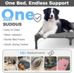 Suddus Elevated Dog Bed for Large Dogs 140lb, Breathable Cooling Raised Dog Cot with Dual Support Bars & Metal Frame, No-Slip Feet, Waterproof Pet Bed for Indoor/Outdoor, X-Large, 48 * 36 * 9in, Grey - Image 4