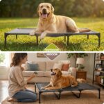 Suddus Elevated Dog Bed for Large Dogs 140lb, Breathable Cooling Raised Dog Cot with Dual Support Bars & Metal Frame, No-Slip Feet, Waterproof Pet Bed for Indoor/Outdoor, X-Large, 48 * 36 * 9in, Grey - Image 7
