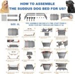 Suddus Elevated Dog Bed for Large Dogs 140lb, Breathable Cooling Raised Dog Cot with Dual Support Bars & Metal Frame, No-Slip Feet, Waterproof Pet Bed for Indoor/Outdoor, X-Large, 48 * 36 * 9in, Grey - Image 9
