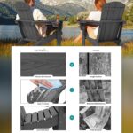 SERWALL Foldable Adirondack Chair Set of 2, HDPE Adirondack Chair with Wood-Texture-Gray - Image 4