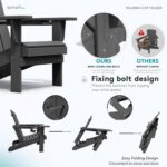 SERWALL Foldable Adirondack Chair Set of 2, HDPE Adirondack Chair with Wood-Texture-Gray - Image 5