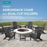 SERWALL Foldable Adirondack Chair Set of 2, HDPE Adirondack Chair with Wood-Texture-Gray - Image 10