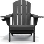 SERWALL Foldable Adirondack Chair Set of 2, HDPE Adirondack Chair with Wood-Texture-Gray - Image 11
