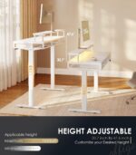 OffiGo Electric Standing Desk with Drawers, 63 Inch Height Adjustable Desk with Power Outlets & LED Lights, Sit Stand Table with Monitor Stand for Home, Office, Workstation, White - Image 5