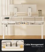 OffiGo Electric Standing Desk with Drawers, 63 Inch Height Adjustable Desk with Power Outlets & LED Lights, Sit Stand Table with Monitor Stand for Home, Office, Workstation, White - Image 10