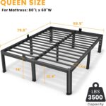 14 Inch Queen Bed Frame, Metal Platform Bed Frame with Round Corner Legs, 3500 lbs Heavy Duty Steel Slats Support, No Box Spring Needed, Noise Free, Easy Assembly, Black - Image 3