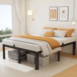 14 Inch Queen Bed Frame, Metal Platform Bed Frame with Round Corner Legs, 3500 lbs Heavy Duty Steel Slats Support, No Box Spring Needed, Noise Free, Easy Assembly, Black - Image 4