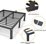 14 Inch Queen Bed Frame, Metal Platform Bed Frame with Round Corner Legs, 3500 lbs Heavy Duty Steel Slats Support, No Box Spring Needed, Noise Free, Easy Assembly, Black - Image 5
