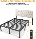 14 Inch Queen Bed Frame, Metal Platform Bed Frame with Round Corner Legs, 3500 lbs Heavy Duty Steel Slats Support, No Box Spring Needed, Noise Free, Easy Assembly, Black - Image 7