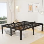 14 Inch Queen Bed Frame, Metal Platform Bed Frame with Round Corner Legs, 3500 lbs Heavy Duty Steel Slats Support, No Box Spring Needed, Noise Free, Easy Assembly, Black - Image 9