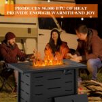 Walsunny 43 inch Outdoor Propane Fire Pit 50,000 BTU Gas Fire Pit Table with Lid, Waterproof Cover, Rectangle Gas Firepit Table for Garden/Patio, CSA Certification - Image 3