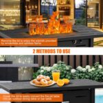 Walsunny 43 inch Outdoor Propane Fire Pit 50,000 BTU Gas Fire Pit Table with Lid, Waterproof Cover, Rectangle Gas Firepit Table for Garden/Patio, CSA Certification - Image 4