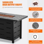 Walsunny 43 inch Outdoor Propane Fire Pit 50,000 BTU Gas Fire Pit Table with Lid, Waterproof Cover, Rectangle Gas Firepit Table for Garden/Patio, CSA Certification - Image 6