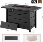 Walsunny 43 inch Outdoor Propane Fire Pit 50,000 BTU Gas Fire Pit Table with Lid, Waterproof Cover, Rectangle Gas Firepit Table for Garden/Patio, CSA Certification - Image 8