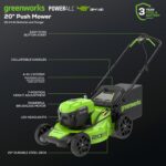 Greenworks 48V (24V x 2) 20" Brushless Cordless Lawn Mower + 12" String Trimmer + 320 CFM Leaf Blower Combo Kit with (2) 4.0Ah Batteries & Dual Port Fast Charger - Image 3