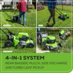 Greenworks 48V (24V x 2) 20" Brushless Cordless Lawn Mower + 12" String Trimmer + 320 CFM Leaf Blower Combo Kit with (2) 4.0Ah Batteries & Dual Port Fast Charger - Image 7