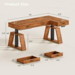 SEDETA 59 Inch L Shaped Electric Standing Desk with Drawers, Executive Adjustable Desk with Power Outlets, Sit Stand Computer Table for Home Office, Rustic Brown - Image 3