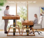 SEDETA 59 Inch L Shaped Electric Standing Desk with Drawers, Executive Adjustable Desk with Power Outlets, Sit Stand Computer Table for Home Office, Rustic Brown - Image 4