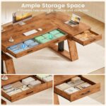 SEDETA 59 Inch L Shaped Electric Standing Desk with Drawers, Executive Adjustable Desk with Power Outlets, Sit Stand Computer Table for Home Office, Rustic Brown - Image 5
