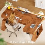 SEDETA 59 Inch L Shaped Electric Standing Desk with Drawers, Executive Adjustable Desk with Power Outlets, Sit Stand Computer Table for Home Office, Rustic Brown - Image 8
