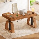 SEDETA 59 Inch L Shaped Electric Standing Desk with Drawers, Executive Adjustable Desk with Power Outlets, Sit Stand Computer Table for Home Office, Rustic Brown - Image 10