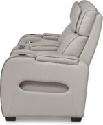 Signature Design by Ashley Boyington Contemporary Leather Match Power Reclining Loveseat with Console and USB Charging Ports, LED Lights and Adjustable Headrest, Light Gray - Image 7