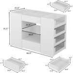 LIVAUVEAD Closet Island with Drawers, Wardrobe Armoire Bedroom Island, Glass Display Shelf & 12 Drawers, White Dresser with Glass Top, Walk-in Closet Island for Bedroom, Cloakroom - Image 3
