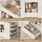 LIVAUVEAD Closet Island with Drawers, Wardrobe Armoire Bedroom Island, Glass Display Shelf & 12 Drawers, White Dresser with Glass Top, Walk-in Closet Island for Bedroom, Cloakroom - Image 5