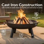 Sunnydaze Cast Iron Heavy Duty Fire Pit for Outside - Wood Burning Outdoor Fire Pit Bowl with Handles for Patio, Backyard, Camping - 34" - Gray - Image 4