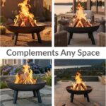 Sunnydaze Cast Iron Heavy Duty Fire Pit for Outside - Wood Burning Outdoor Fire Pit Bowl with Handles for Patio, Backyard, Camping - 34" - Gray - Image 5