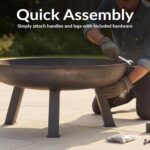 Sunnydaze Cast Iron Heavy Duty Fire Pit for Outside - Wood Burning Outdoor Fire Pit Bowl with Handles for Patio, Backyard, Camping - 34" - Gray - Image 6