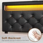 Rolanstar Twin Bed Frame with 4 Storage Drawers and Charging Station,Twin Bed with Led Lights, 2 USB & 1 Type C, Adjustable Headboard 38.9/40.8 Inches, No Box Spring Needed, Black - Image 9