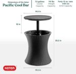 Keter Pacific Cool Bar Outdoor Patio Furniture and Hot Tub Side Table with 7.5 Gallon Beer and Wine Cooler, Dark Grey - Image 3