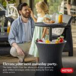 Keter Pacific Cool Bar Outdoor Patio Furniture and Hot Tub Side Table with 7.5 Gallon Beer and Wine Cooler, Dark Grey - Image 4