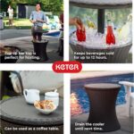 Keter Pacific Cool Bar Outdoor Patio Furniture and Hot Tub Side Table with 7.5 Gallon Beer and Wine Cooler, Dark Grey - Image 6