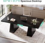 Tribesigns 63-Inch Executive Desk, Large Office Computer Desk with Double Pedestal, Modern Simple Workstations Writing Table Conference Table Business Furniture for Home Office, Black - Image 7