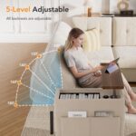 Vipbear 7 Seat Modular Sectional Sleeper Sofa with Pull Out Bed, L-Shaped Couch with Reclining Backrest, Lift Top Storage Chaise, USB LED Light, Tool-Free Assembly, Chenille Beige - Image 6