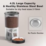 Automated Cat Feeder,Clear 4.2L Dry Food Dispenser with Single Bowl,Programmable Timed Pet Feeder for Up to 6 Daily Meals,10-Second Voice Message & Dual Power Backup (Black, 4.2L Press Version) - Image 6
