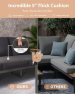 Aoxun Patio Furniture Set, 5 Piece Aluminum Patio Sets with 5" Thicken & Washable Cushion, Waterproof Outdoor Furniture with Coffee Table, Outdoor Couch Sectional for Backyard, Porch and Garden - Image 6
