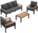 Aoxun Patio Furniture Set, 5 Piece Aluminum Patio Sets with 5" Thicken & Washable Cushion, Waterproof Outdoor Furniture with Coffee Table, Outdoor Couch Sectional for Backyard, Porch and Garden - Image 9