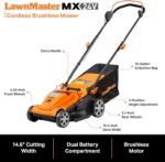 LawnMaster CLMF4815E 48V MAX 15-inch Brushless Cordless Lawn Mower with 2X24V MAX 4.0Ah Battery and a Dual Charger - Image 8