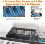 Electactic G41 Pro BBQ Grill,Heavy-Duty Stainless Steel Gas Grill, 4 Burner Gas Grill with Side Burner,42000 BTU Propane Grill for Outdoor Cooking,Barbecue,Garden and Patio Backyard - Image 7