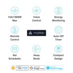 Kasa Smart Plug, Matter Compatible, Energy Monitoring, Compact Design, 15A/1800W Max, Super Easy Setup, Works with Apple Home, Alexa & Google Home, UL Certified, 2.4G Wi-Fi Only, White, KP125M(2-Pack) - Image 3