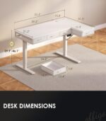 OffiGo 55 Inch L Shaped Electric Standing Desk with Drawers, Height Adjustable Large Desk with Power Outlets, Sit Stand Table, Writing Computer Desk for Home, Office, Workstation, White - Image 4